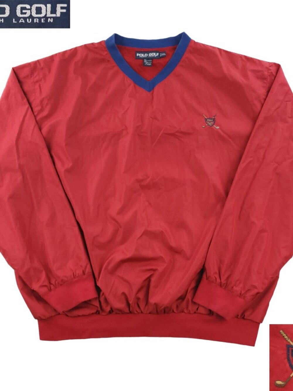 Polo Golf Ralph Lauren Vintage Pullover Crest Windbreaker Mesh Lined Men's XXL